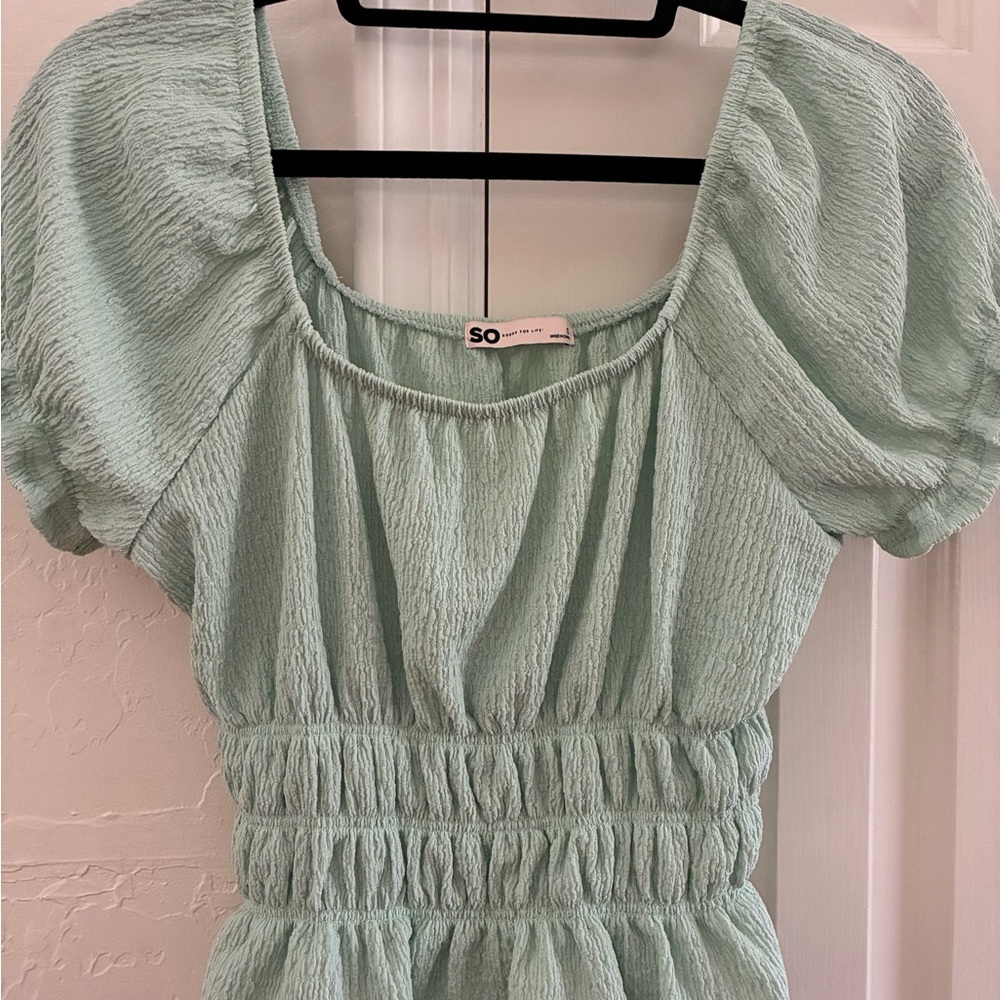 SO Mint Green Smocked Top